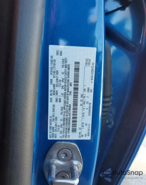 2020 Ford Escape Se from USA, damaged, VIN 1FMCU0G62LUC15643